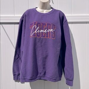 Pressbox Clemson Tigers NCAA Purple Ribbed Pullover Sweatshirt Size Extra Large